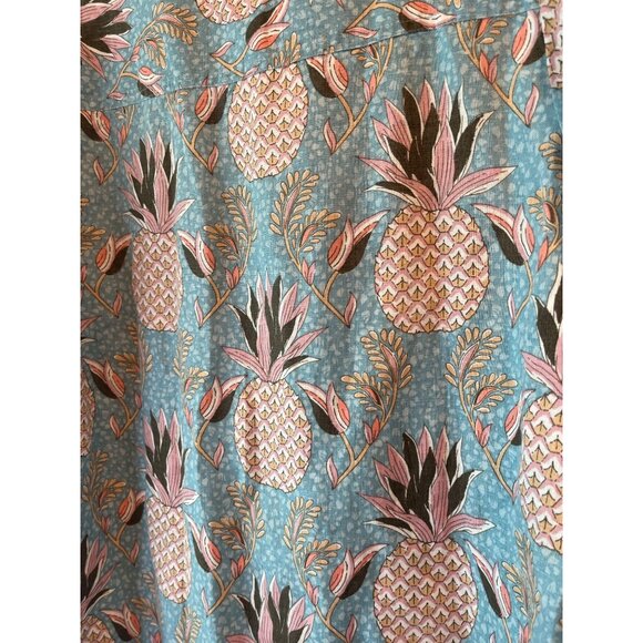 Boden Womens Tunic Top Size 6R Pineapple Print Blue & Pink Bohemian Style Cotton - Picture 13 of 14